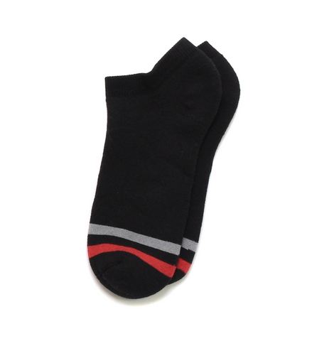 American Trench | Kennedy Ankle Sock - Black w/ Red & Grey Stripe