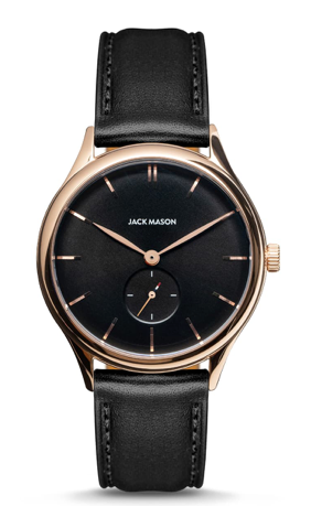 Jack Mason | Heritage Slim Watch | Black Dial/ Black Leather